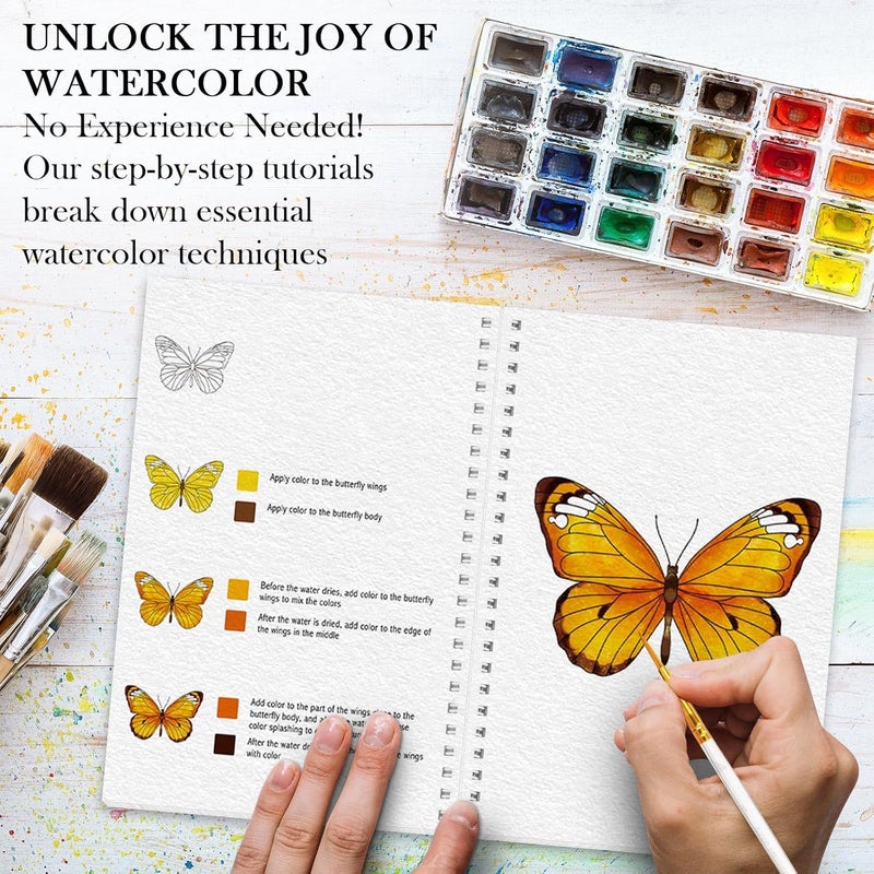 ADEVIAN Watercolor Workbook, Watercolor Workbook Paint Book Beginner Friendly, 12 Different Patterns Stress-Relieving Art Crafts for Creative Exploration Gift for Women Adults Teens (Autumn, 1) - Image 4